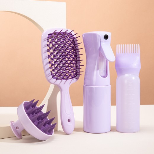 High Pressure Spray Bottle Cleaning Silicone Shampoo Brush Hollow Comb Hair Care Hair Dyeing Comb Suit