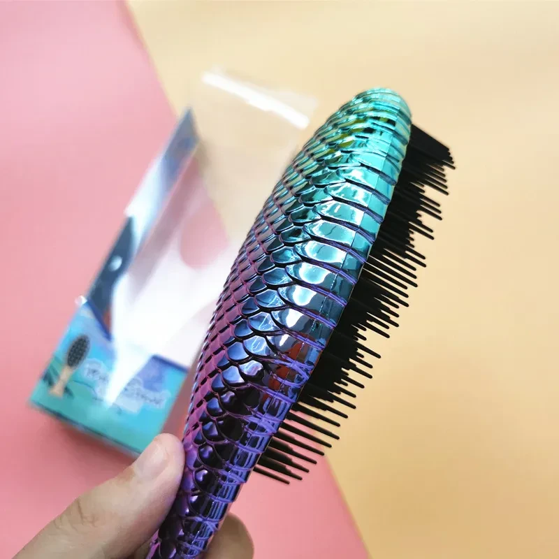 Electroplating Gradient Mermaid Massage Hairdressing Comb Anti-knot Deep