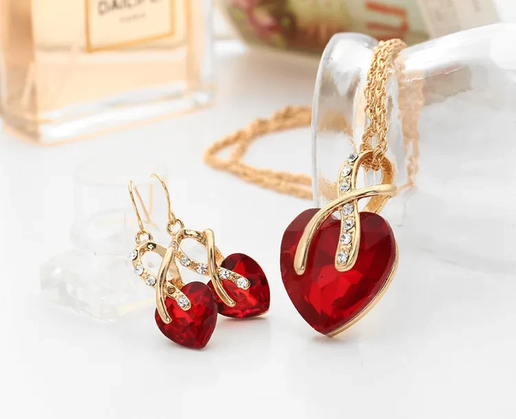 Heart-Shaped Crystal Earrings