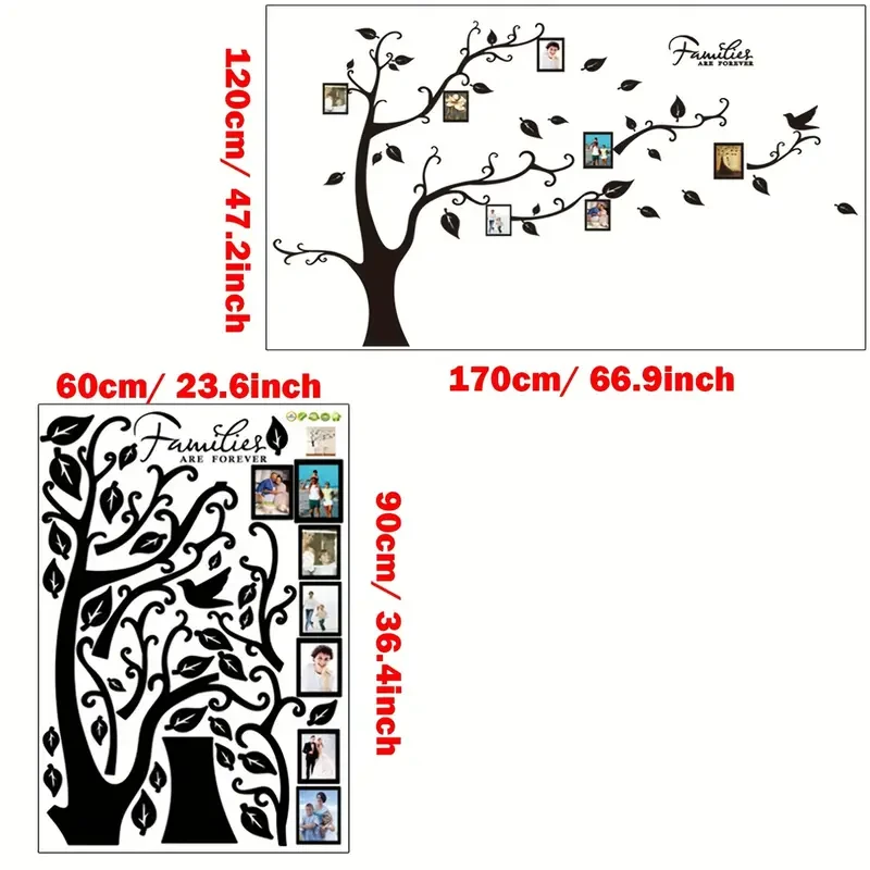 DIY 3D Tree Wall Decal with Photo Frames - Pastel Green Family Mural