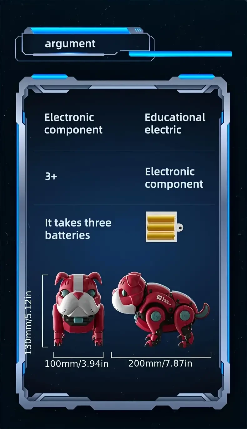 Interactive Colorful Breathing LED Mechanical Dog Toy with Music - Battery-Powered, Educational Early Learning for Youngsters - Perfect Gift for Christmas, Halloween, Thanksgiving