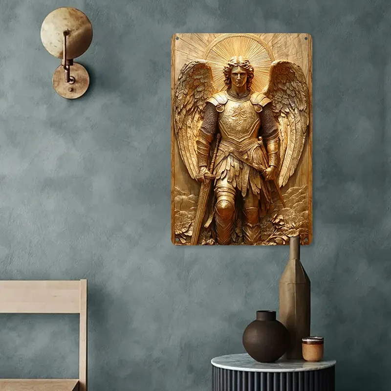 Golden Archangel Michael Aluminum Wall Art