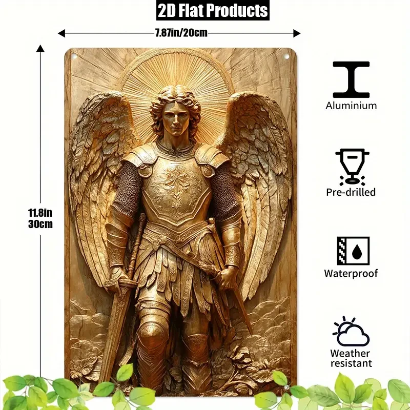 Golden Archangel Michael Aluminum Wall Art
