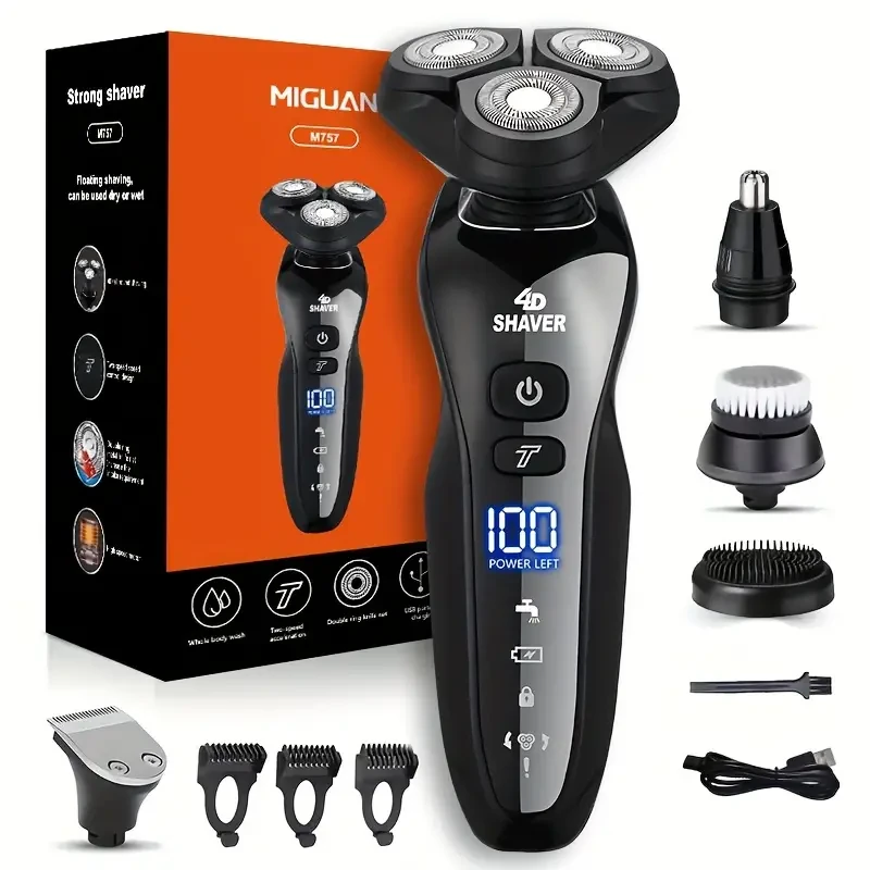 Electric Razor For Men, Dry&Wet Use, 3D Electric Shaver, USB Rechargeable Rotary Shaving Machine, Gifts For Men
