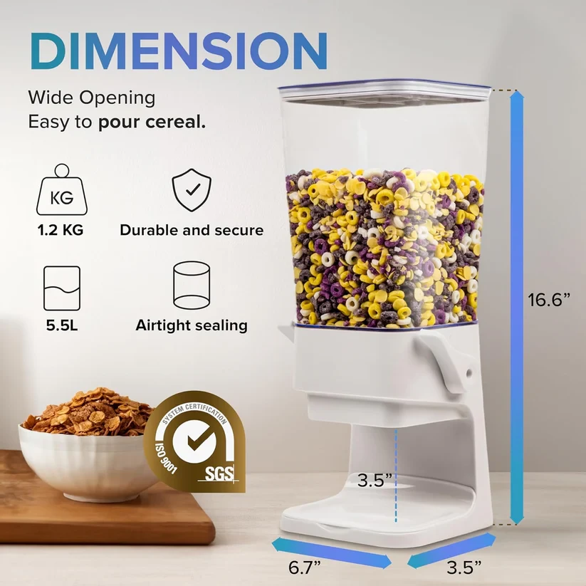 Easy Dispense Cereal Dispenser | Large Capacity & Hygienic Storage