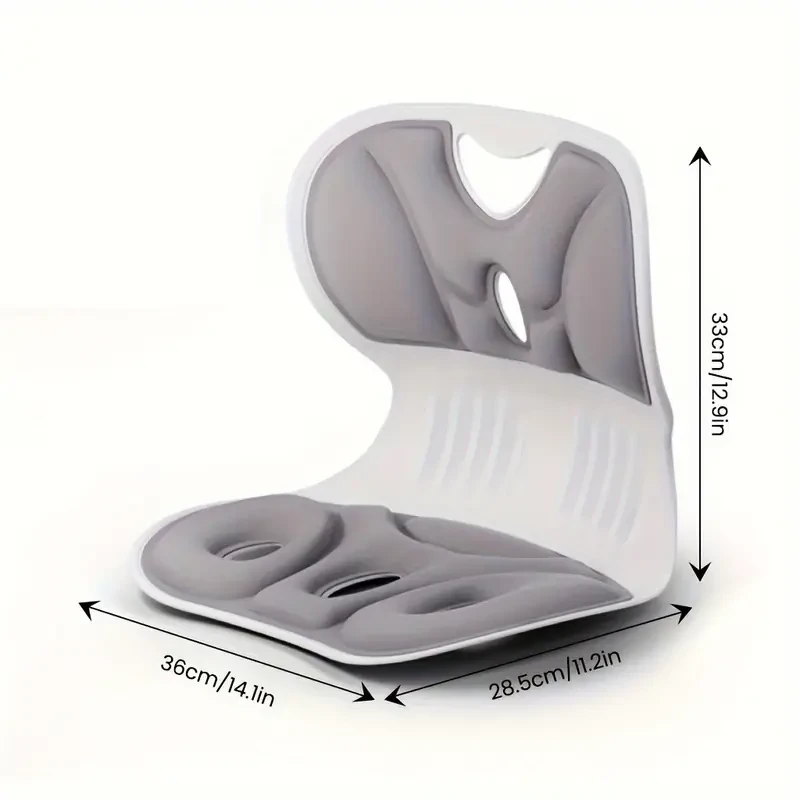 Ergonomic Lumbar Support Pillow - Anti-Fatigue Back Cushion for Study & TV, Breathable with Washable Nylon Cover, Multi-Purpose Non-Electric Seat Pad, Black/Grey