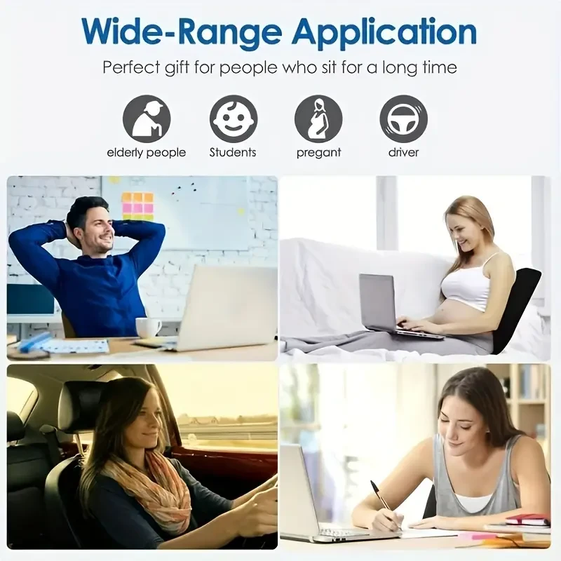 Coccyx Orthopedic Seat Cushion And Lumbar Support Pillow For Office Chair, Car, Wheelchair Seat Cushion Memory Foam Back Support Cushion