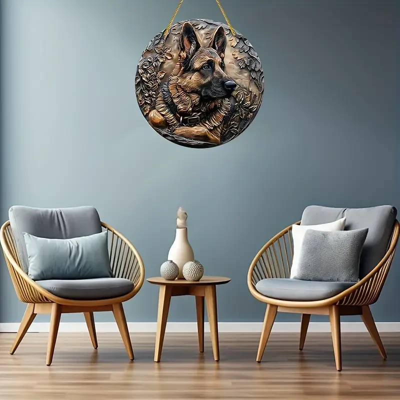 Contemporary German Shepherd Decorative Metal Aluminum Sign