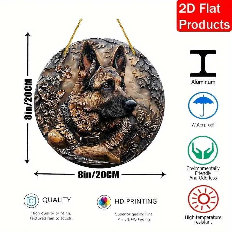 Contemporary German Shepherd Decorative Metal Aluminum Sign