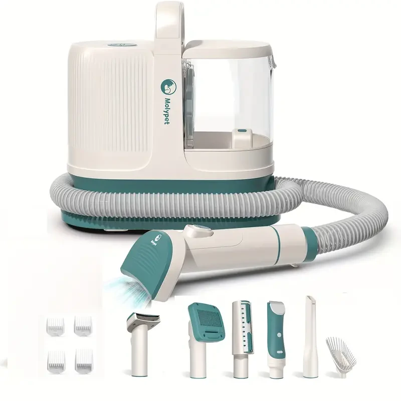 Dog Grooming Kit - 1.3L Pet Grooming Vacuum with Low Noise, 6 Grooming Tools & 4 Combs