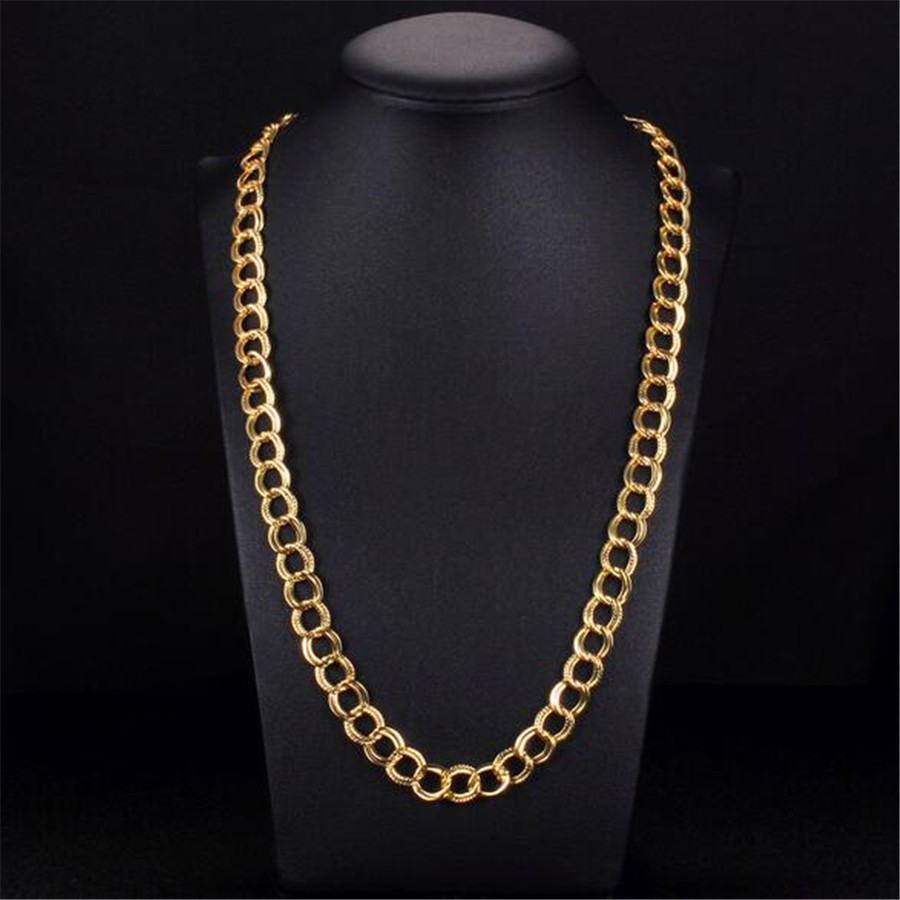 18K Gold Double-Sided Frosted O-Shape Necklace