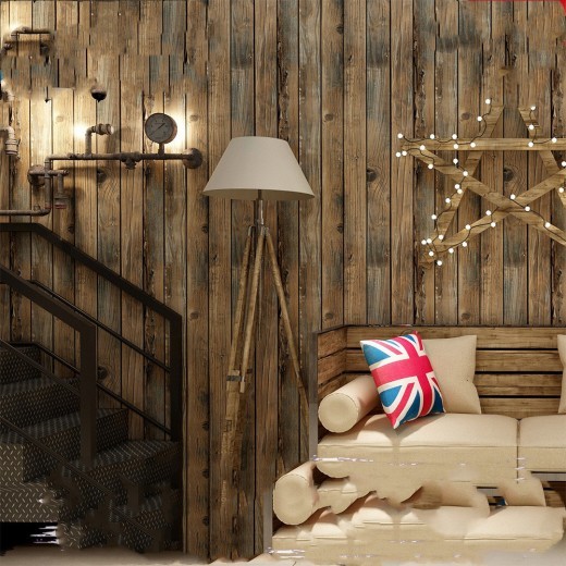 Retro 3D Stereo Simulation Wood Board Wood Grain Sticker Self-Adhesive Imitation Wood Wall Sticker Restaurant Hotel Window Background Wall Paper