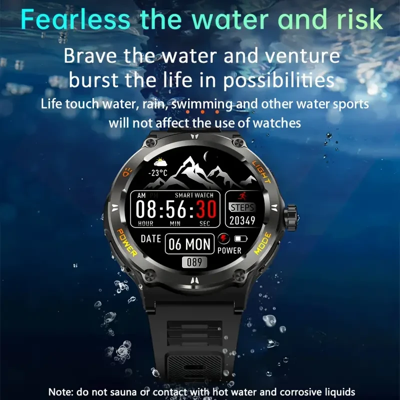 Smart Watch for Men with LED Flashlight - 1.53" Music Player, Pedometer, 100+ Sports Modes, Fitness Tracker, Sleep Monitor, Compass, Compatible with iPhone and Android