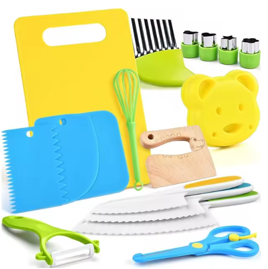 17pcs Montessori Kitchen Tools Cooking Set - Real Cooking Experience for Kids