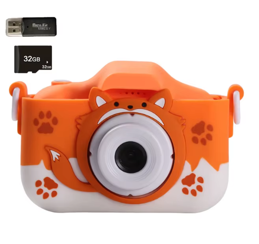 X5S Kids Digital Camera HD 1080P 20MP Children Fox Camera USB Charger Built-In Game Camera Shockproof Silicone Protection Cover