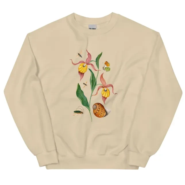 Orchid Flower And Friends Sweatshirt European American Fashion Floral Print Crew Neck Autumn Winter Sweater