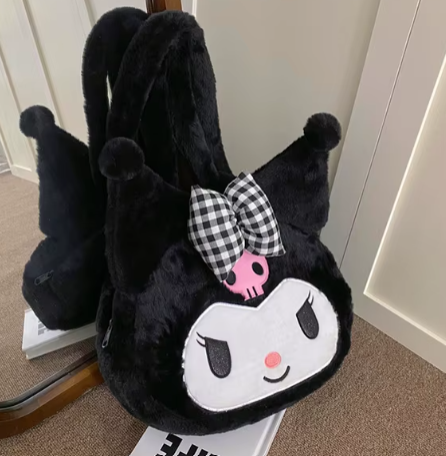 Cute Sanrio Kuromi Plush Bag Large Handbag Cinnamoroll Kawaii My Melody Backpack Shoulder Bag Tote Girl Makeup Plushie Gift bag