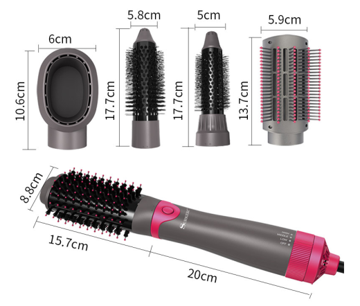 Five In One Multi-functional Hot Air Comb Three Block Control