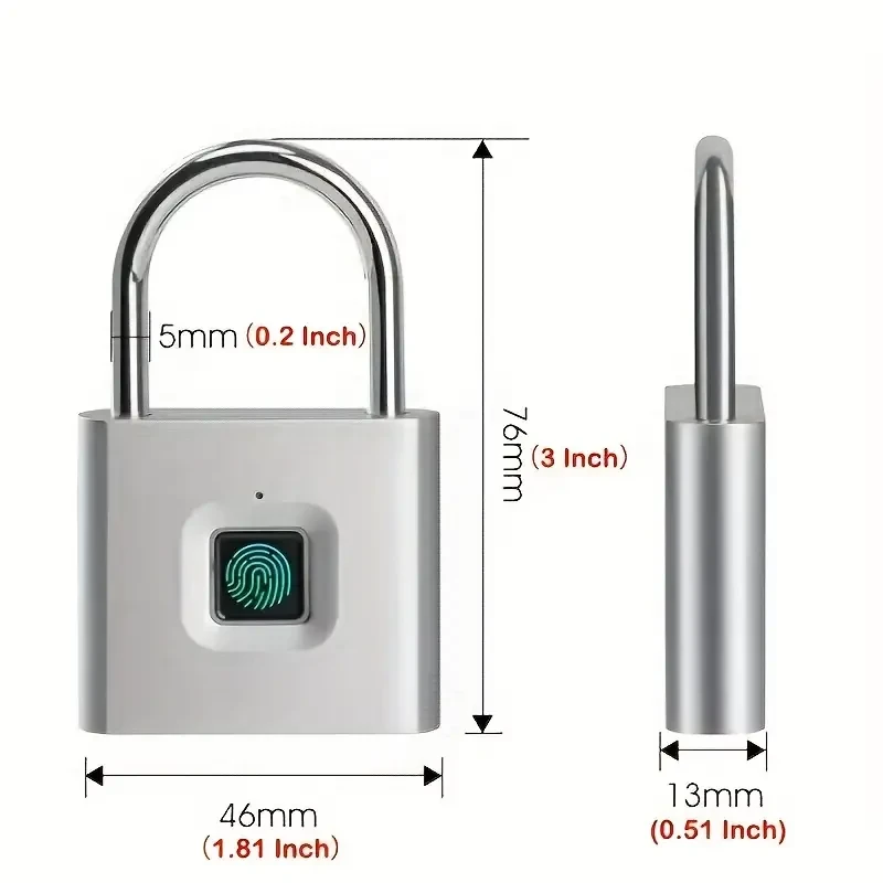 Mini Smart Fingerprint Padlock - USB Rechargeable & Water-Resistant