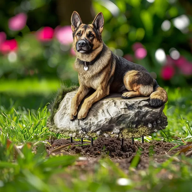 German Shepherd Garden Stake Acrylic Suncatcher