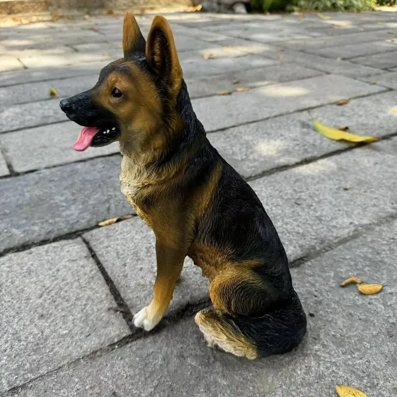 German Shepherd Resin Statue for Indoor Display or Outdoor Garden Decoration