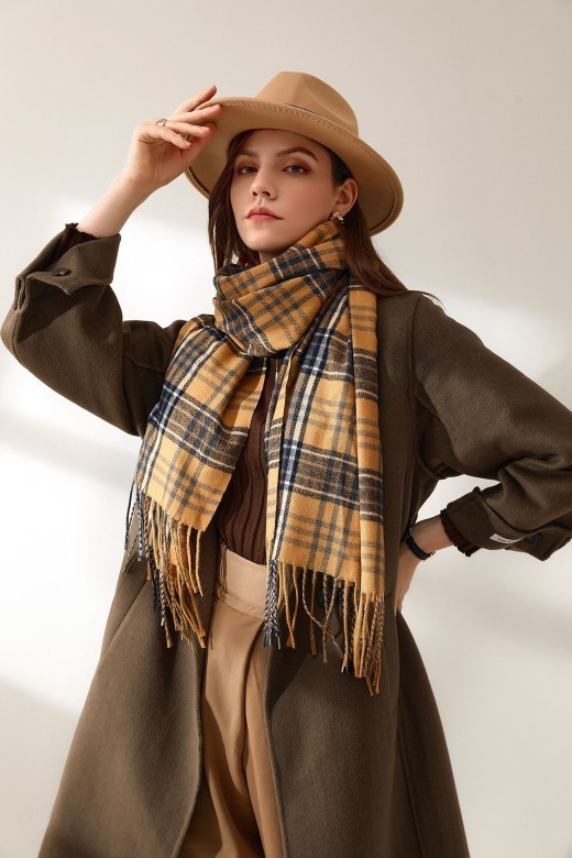 Fashion Classic Plaid Cashmere Scarf Women