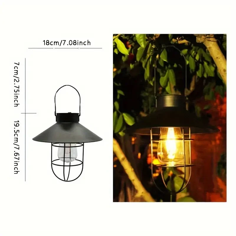 1pc Vintage Solar LED Hanging Lantern