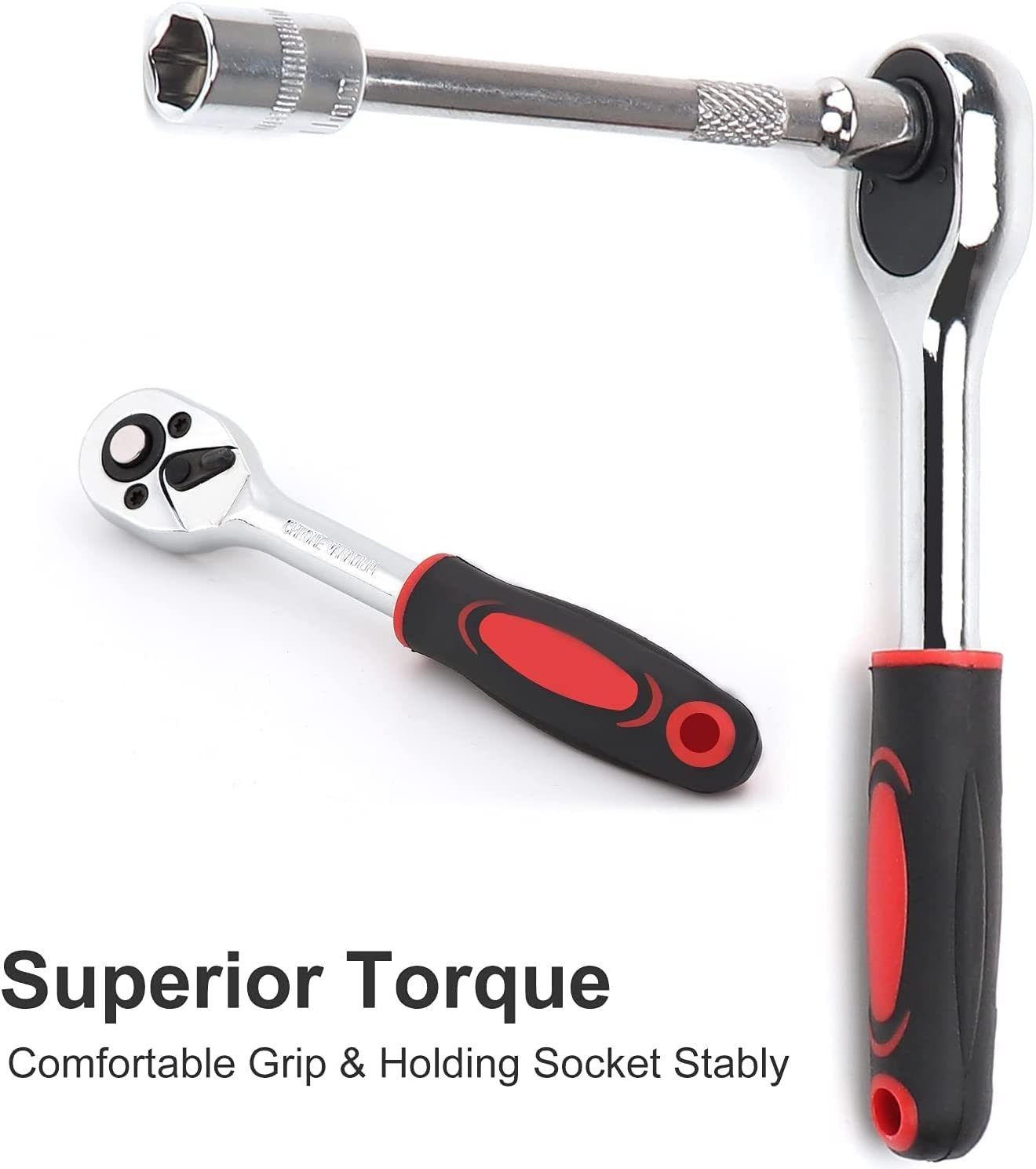 53 Pcs 1/4 inch Ratchet Socket Wrench Set Drive Bit Socket Extension Bar