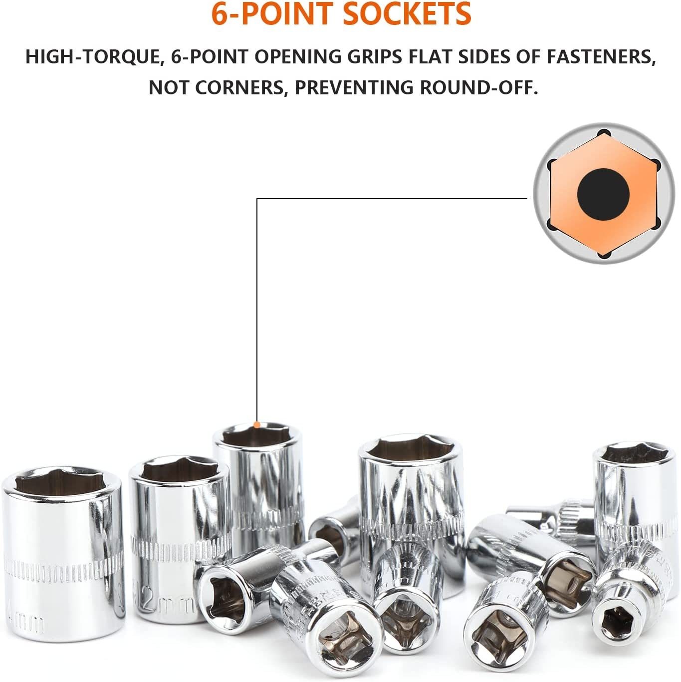 53 Pcs 1/4 inch Ratchet Socket Wrench Set Drive Bit Socket Extension Bar