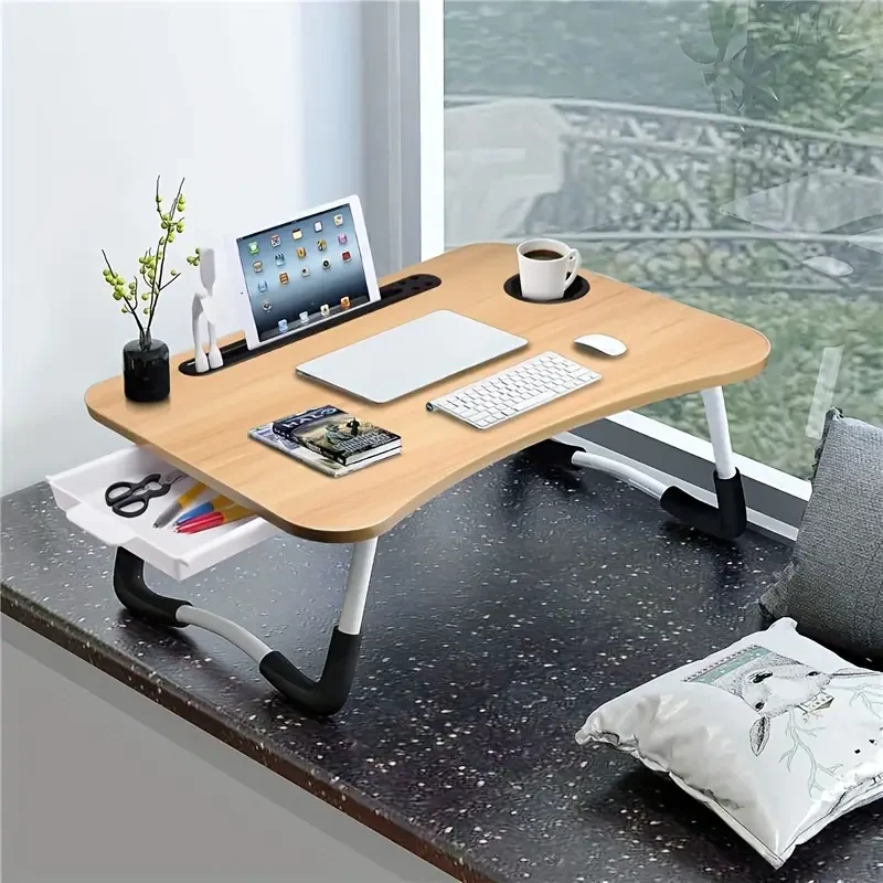 Laptop Desk Laptop Bed Stand Foldable Laptop Table Folding Breakfast Tray Portable Lap Standing Desk Reading And Writing Holder With Drawer For Bed Couch Sofa Floor