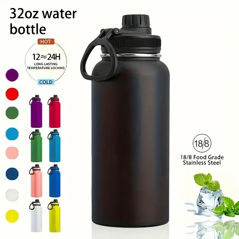 Stainless Steel Insulated Water Bottle with Straw - Leakproof Double-Wall Vacuum Flask