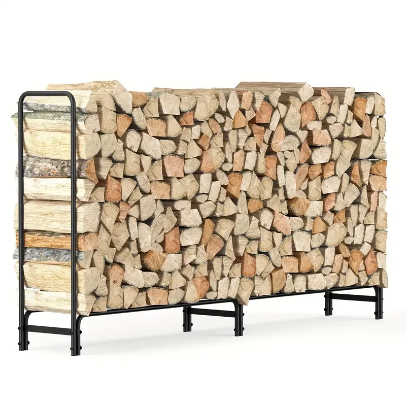 Heavy-Duty Metal Firewood Rack Wrought Iron Log Holder for Fireplace