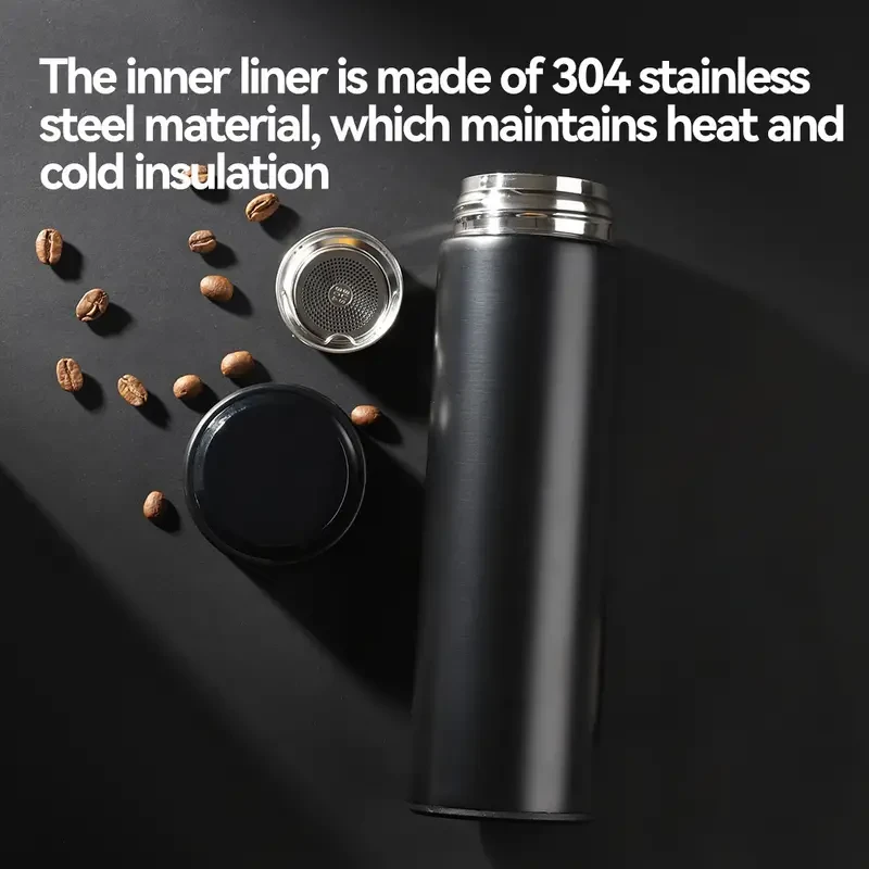 Vacuum Bottle with Temperature Display - 16.91 oz Insulated Water Bottle, Travel Tumbler Mug