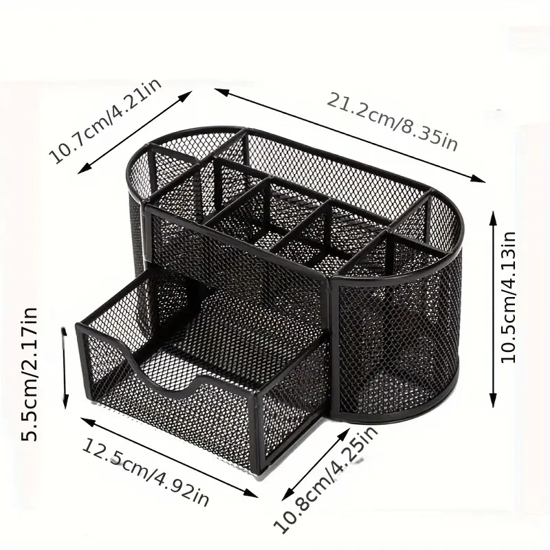 Pen Holder Mesh Desk Tidy Desktop Stationery Organizer with Drawer