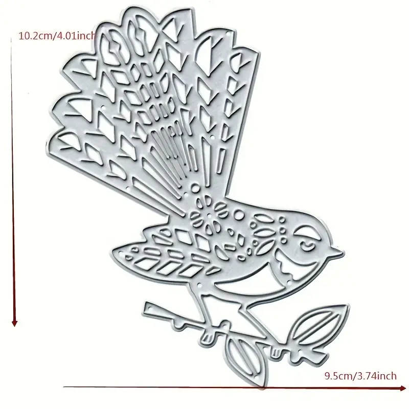 Silvery Carbon Steel Bird & Floral Cutting Dies 10.16x9.4cm Embossing Stencil Set