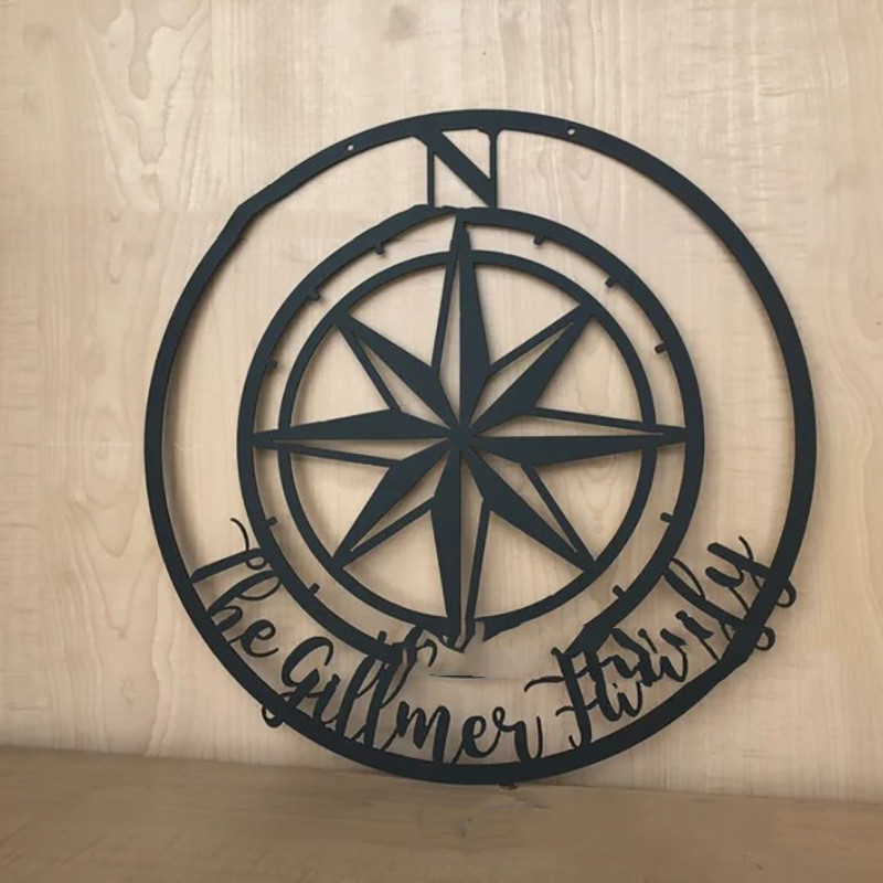 Compass Rose Solid Color Metal Wall Art