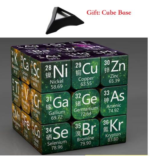 3x3x3 Magic Puzzle Cube Math Chemistry Element Physical Kids Puzzle Cube with Base Magico Cubo Children's Gifts Educational Toys