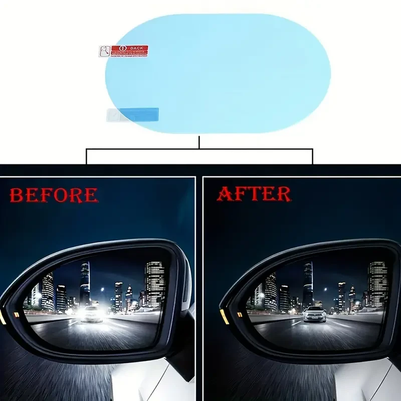 2pcs Car Rearview Mirror Rainproof Film, Full Screen Anti-Fog And Waterproof Membrane, Safety & Visibility Enhancing Film For Smooth Driving In Rainy And Foggy Weather