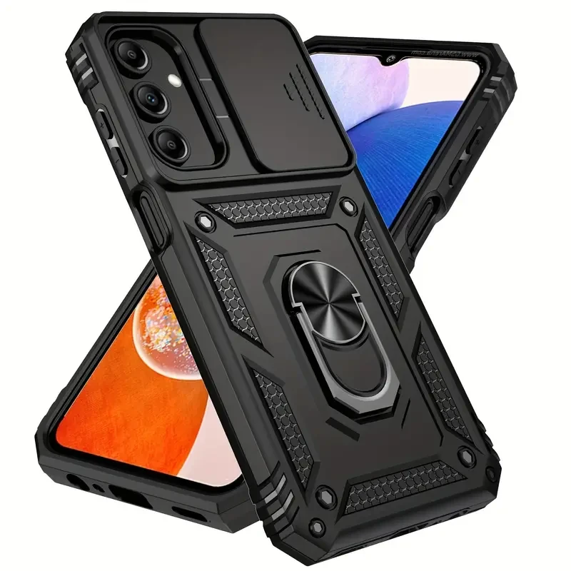 3-In-1 Phone Case for Samsung Galaxy A55, for Galaxy A54, for Galaxy A35, for Galaxy A34, for Galaxy A15, for Galaxy A14, for Galaxy A03S USA Version - 5G, Push Window Protection Lens, Mobile Phone Stand - Cover for Galaxy A16 with Holder