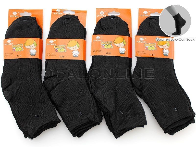 BLACK Socks (12 Pairs) Kids' 4-7 YEARS