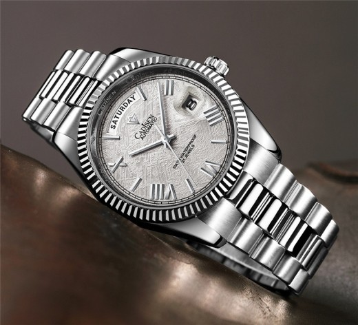 Stainless Steel Shell Automatic Mechanical Men's Sapphire Calendar Watch