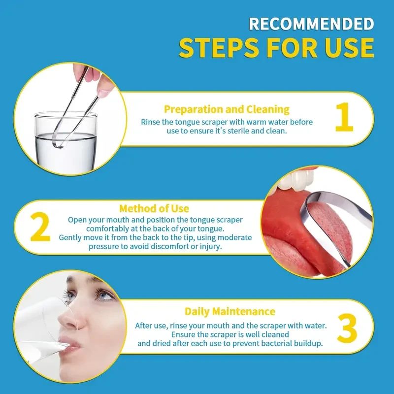 1/2/3/4 Pack Stainless Steel Tongue Scraper, Hypoallergenic Tongue