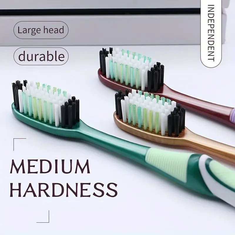 6-Piece Medium Hardness Toothbrush Set: Large Heads, Colorful, and Efficient