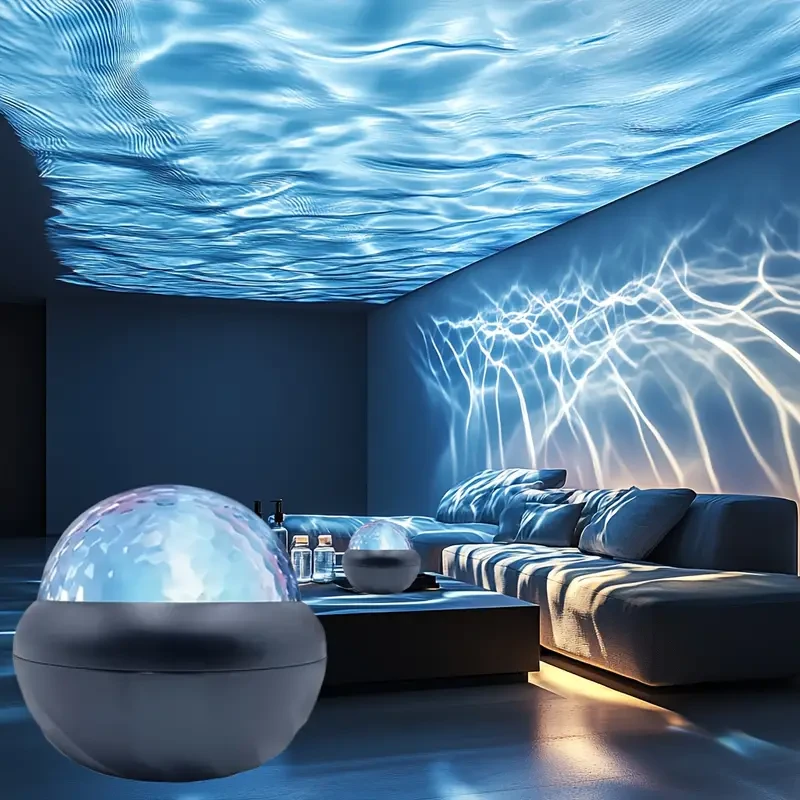 Black LED Water Ripple Projector  Multi-Color USB Crystal Ball Night Light