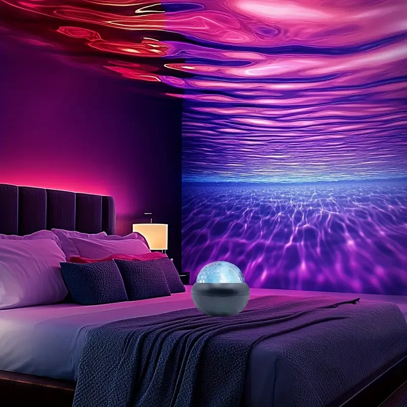 Black LED Water Ripple Projector  Multi-Color USB Crystal Ball Night Light