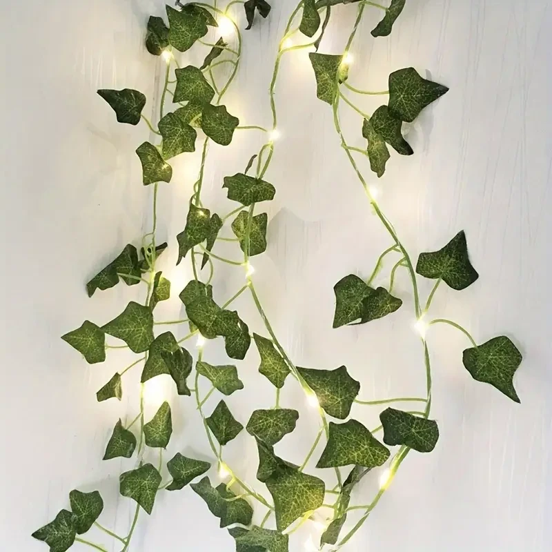 5.0m Artificial Ivy Leaf Plants with LED String Lights  Green Vine Garland