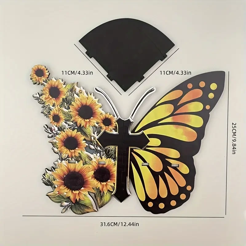 Whimsical Sunflower Butterfly Wall Corner Rack  Spacious Storage Shelf for Home & Party Decor