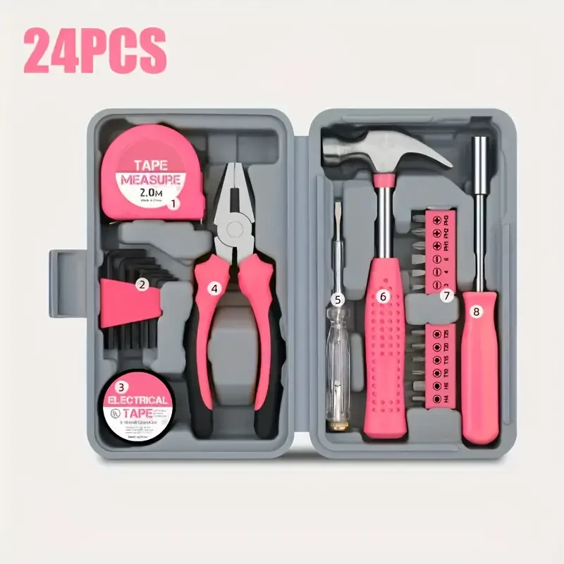 24-Piece Essential Household Hand Tool Kit  DIY & Repair Set with Storage Case