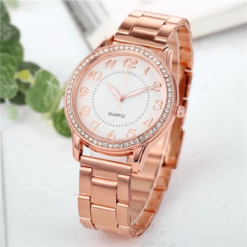 Simple Rhinestone Steel Band Watch
