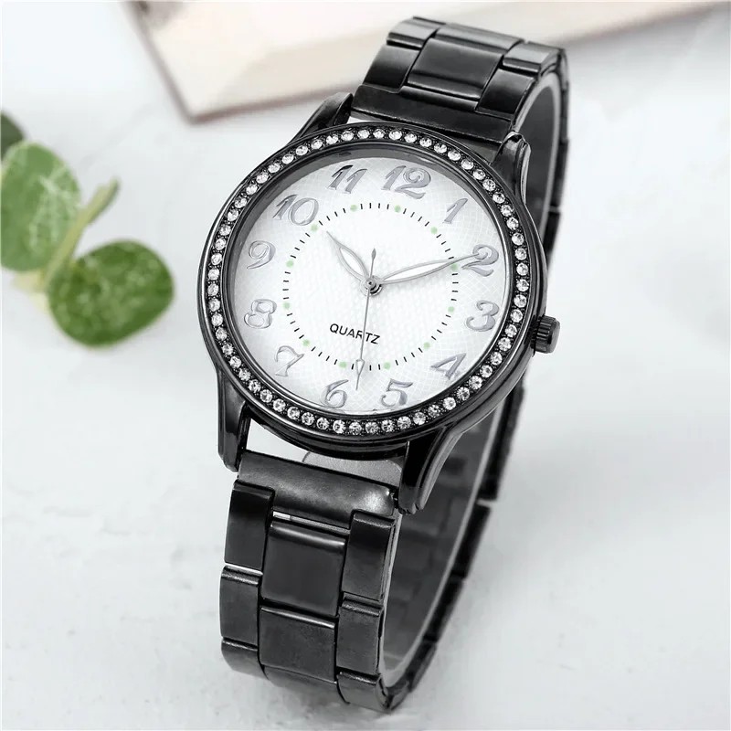 Simple Rhinestone Steel Band Watch